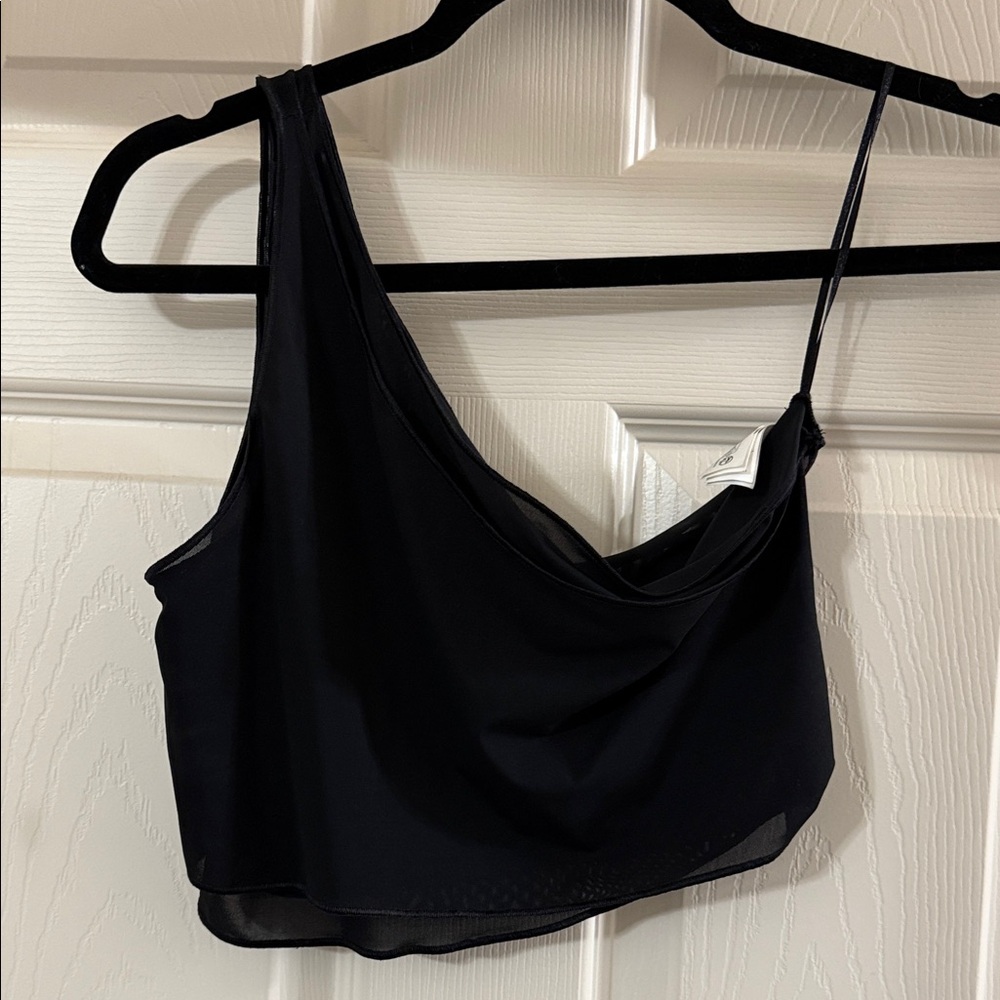 ALO Yoga Black Asymmetrical Crop Top